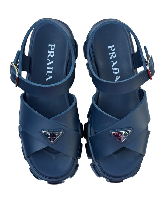 Prada Shoes - Prada Navy Monolith Rubber Sandals